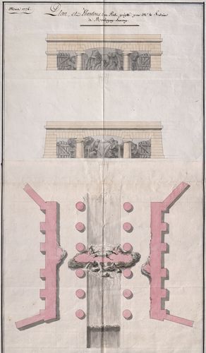 Jean-Rodolphe Perronet, « Plan et élévation du pont projeté pour M. de Trudaine à Montigny-Lancoup », 1776, DG 1656.