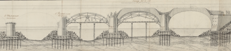 Dessin du pont de Cessart à Saumur, extrait (DG 3200)